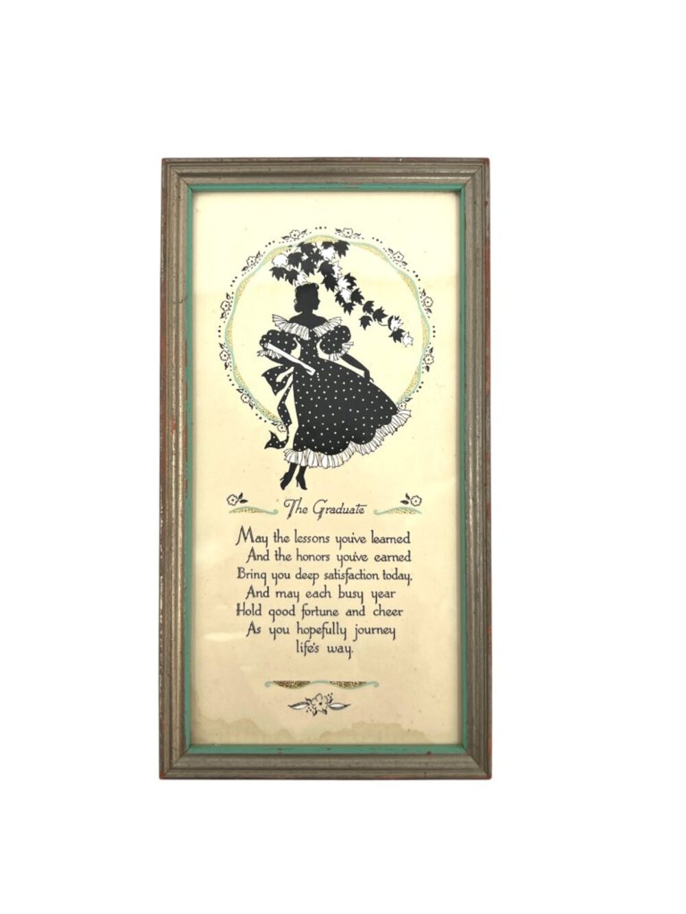 Vintage Buzza Company Framed Silhouette Art "The Graduate" Inspirational Poem